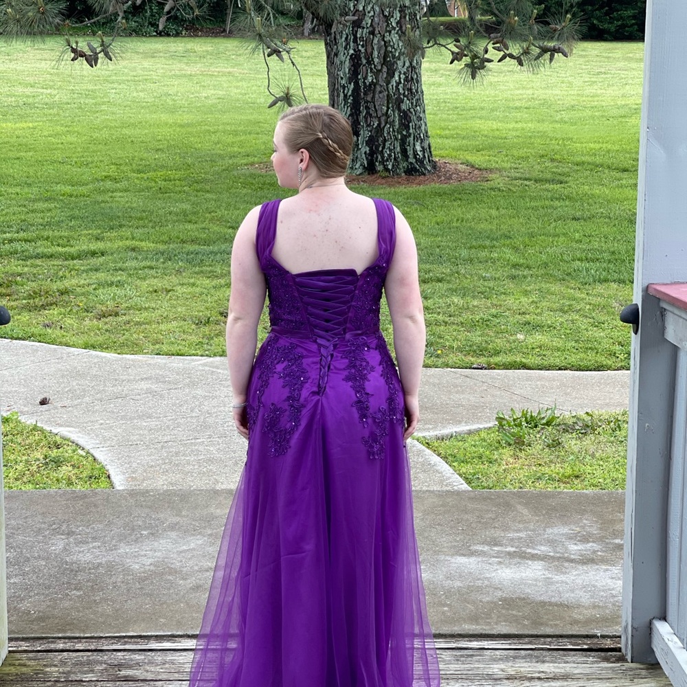 Lemai Tulle Beaded Lace Appliques Long Prom Evening Dress Bridesmaid